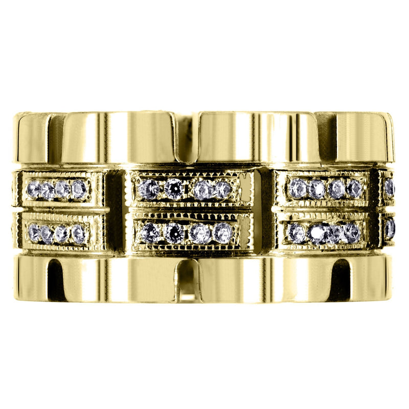 Yellow Gold Diamond Mens Wedding Band | 0.64 Carats | High Polish Finish (Ruben)