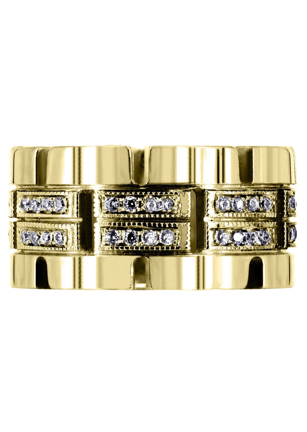Yellow Gold Diamond Mens Wedding Band | 0.64 Carats | High Polish Finish (Ruben)