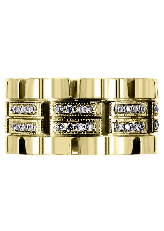 Yellow Gold Diamond Mens Wedding Band | 0.64 Carats | High Polish Finish (Ruben)
