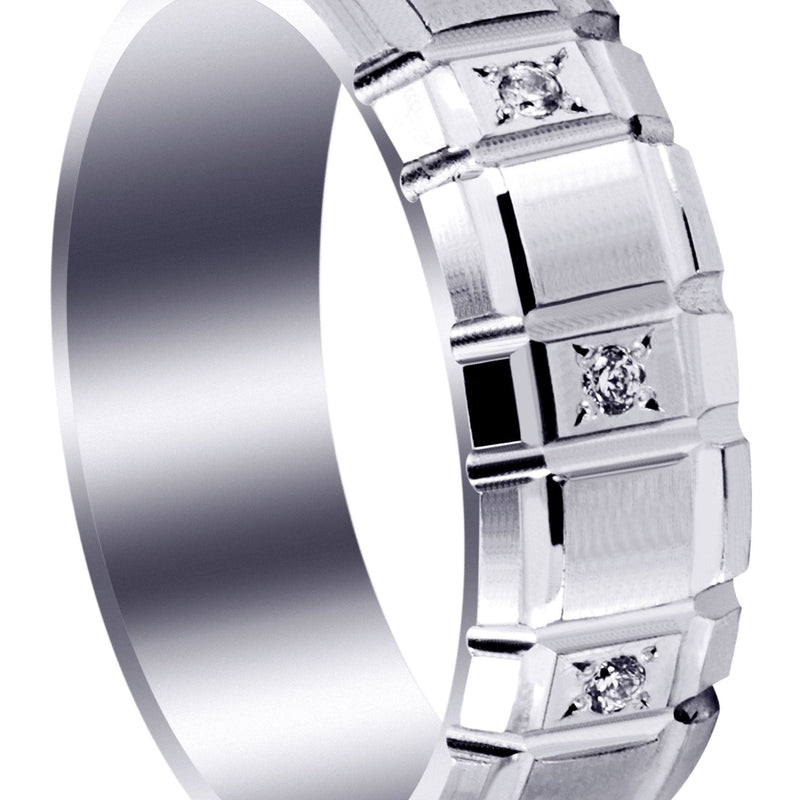Diamond Unique Mens Wedding Band | 0.5 Carats | Satin / High Polish Finish (Kamden)
