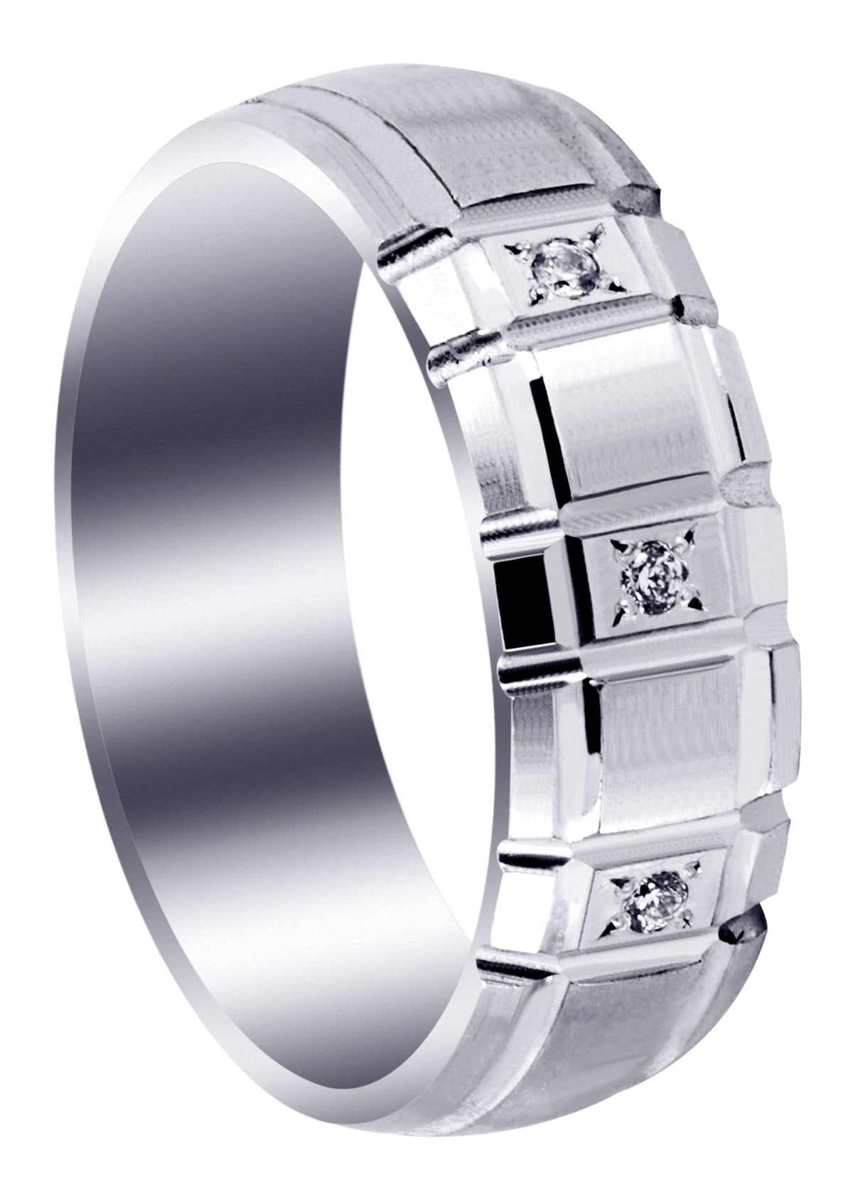 Diamond Unique Mens Wedding Band | 0.5 Carats | Satin / High Polish Finish (Kamden)