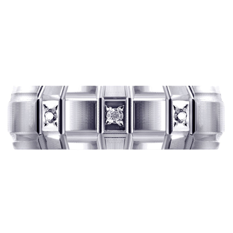 Diamond Unique Mens Wedding Band | 0.5 Carats | Satin / High Polish Finish (Kamden)