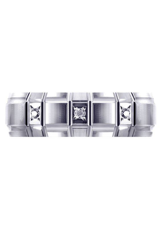 Diamond Unique Mens Wedding Band | 0.5 Carats | Satin / High Polish Finish (Kamden)