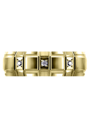 Yellow Gold Diamond Unique Mens Wedding Band | 0.5 Carats | Satin / High Polish Finish (Kamden)
