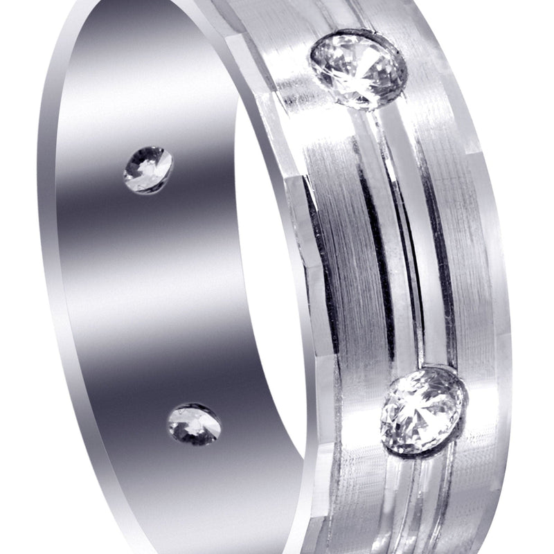 Diamond Mens Wedding Band | 0.6 Carats | Satin / High Polish Finish (Aden)