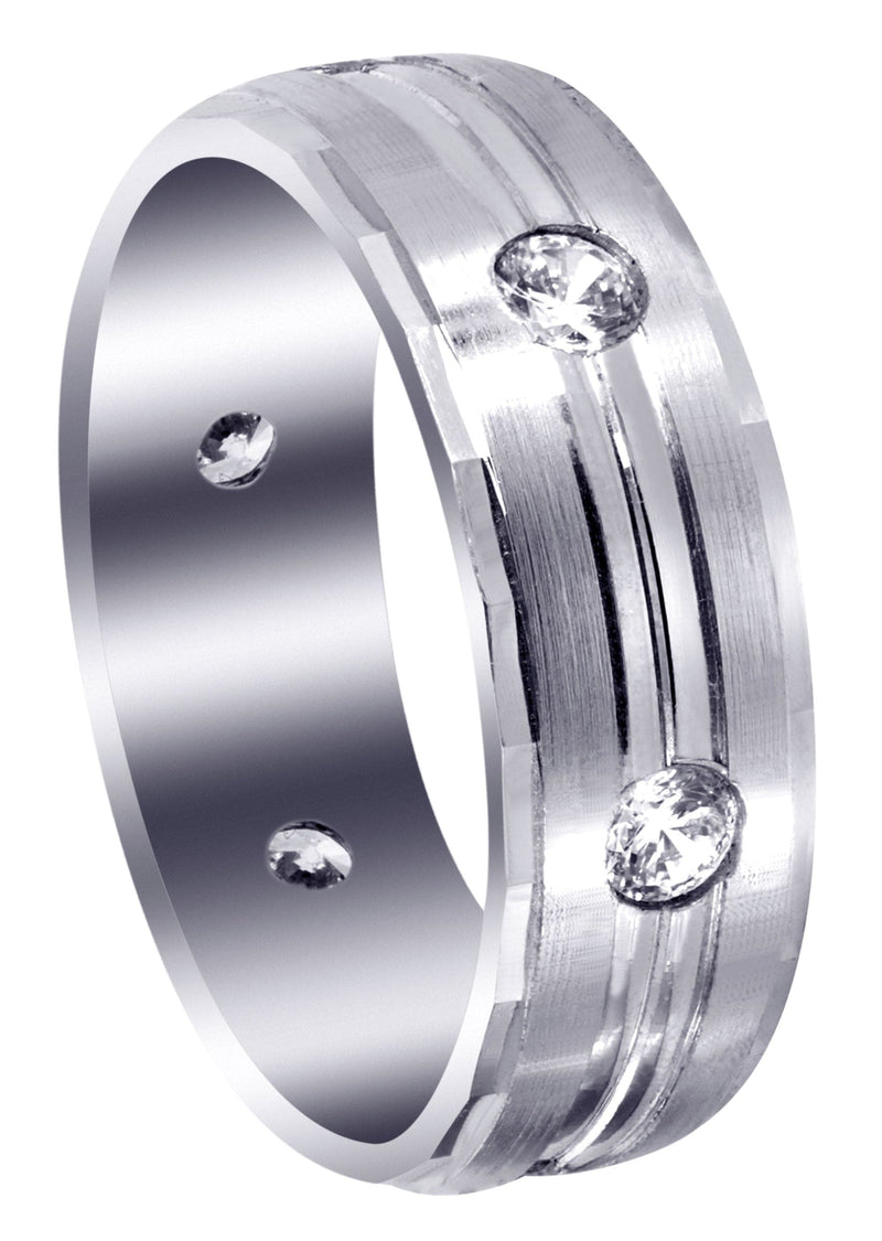 Diamond Mens Wedding Band | 0.6 Carats | Satin / High Polish Finish (Aden)