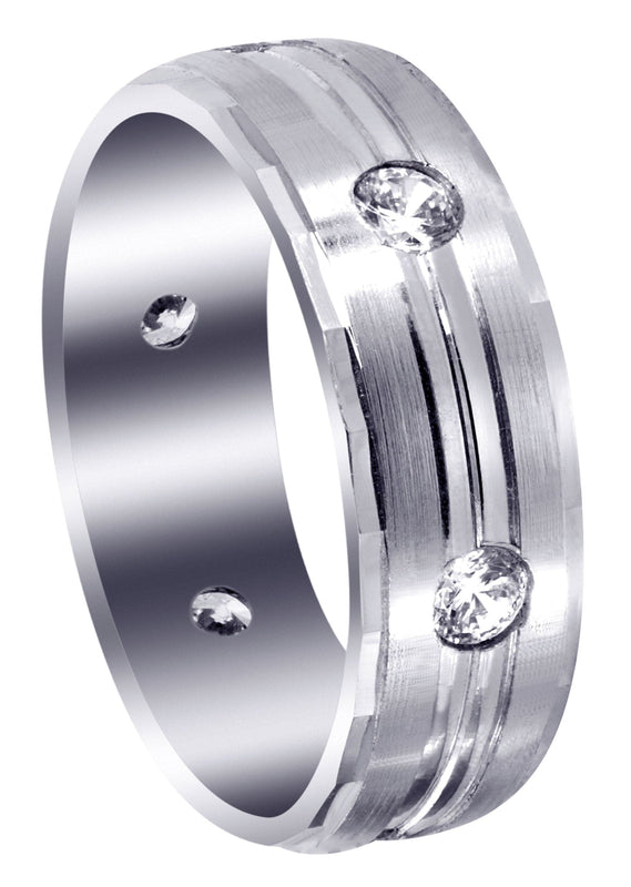 Diamond Mens Wedding Band | 0.6 Carats | Satin / High Polish Finish (Aden)