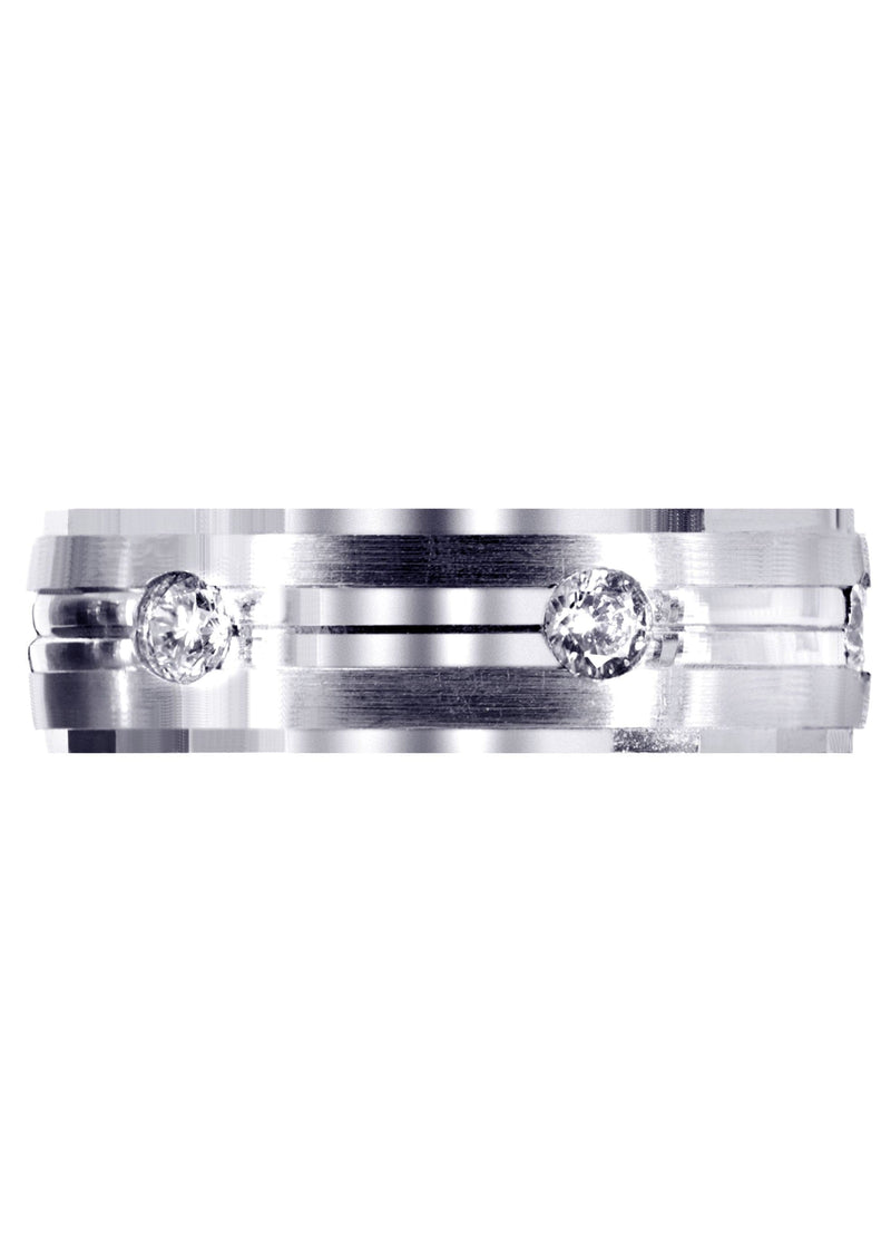Diamond Mens Wedding Band | 0.6 Carats | Satin / High Polish Finish (Aden)