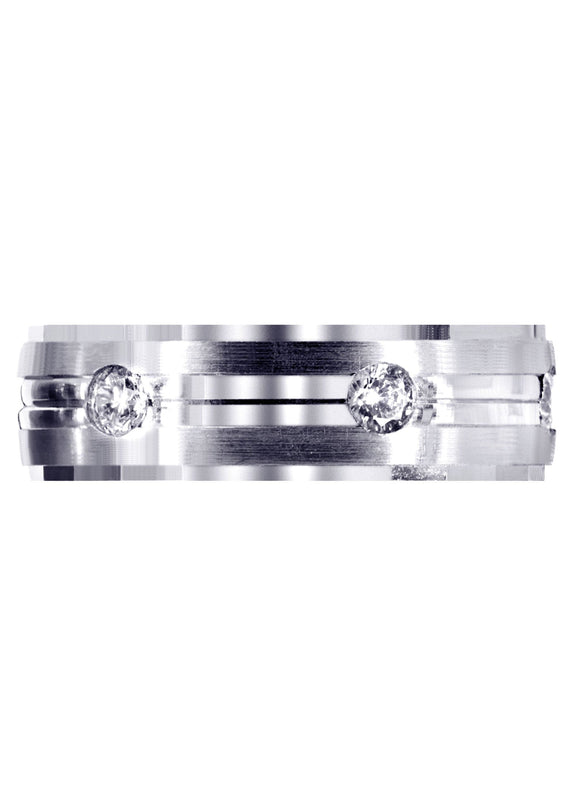 Diamond Mens Wedding Band | 0.6 Carats | Satin / High Polish Finish (Aden)