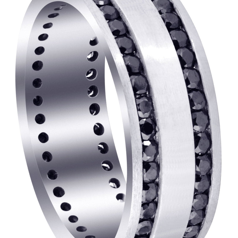 Mens Black Wedding Band | 1.6 Carats | Satin / High Polish Finish (Orion)