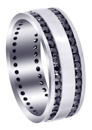 Mens Black Wedding Band | 1.6 Carats | Satin / High Polish Finish (Orion)