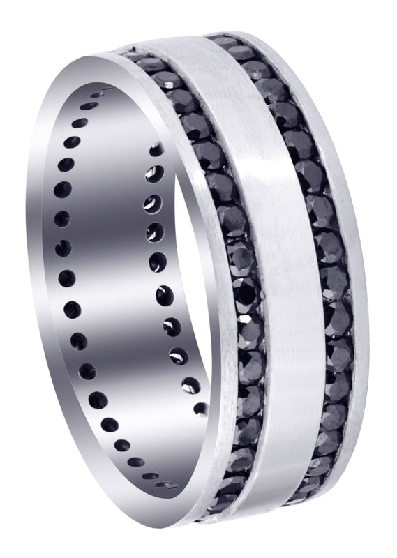 Mens Black Wedding Band | 1.6 Carats | Satin / High Polish Finish (Orion)