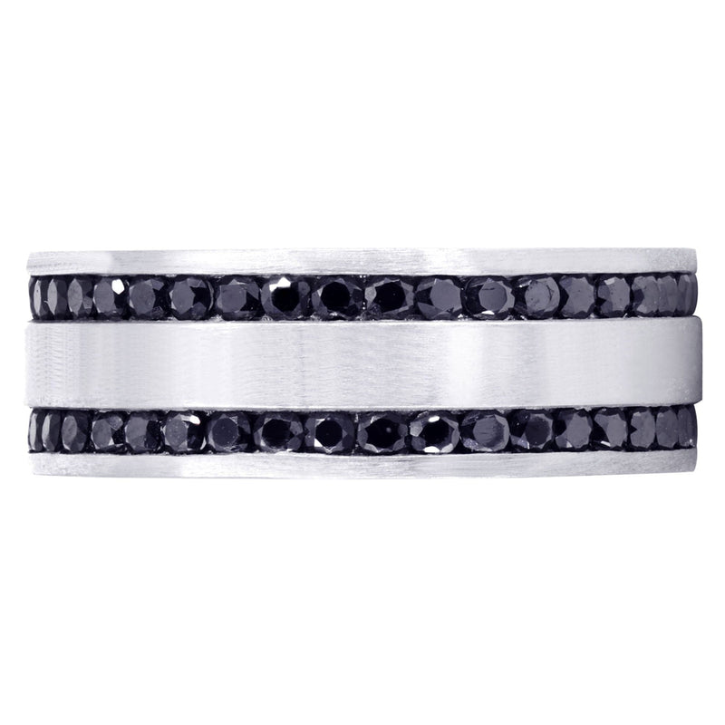 Mens Black Wedding Band | 1.6 Carats | Satin / High Polish Finish (Orion)