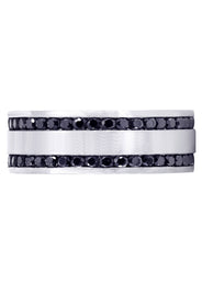Mens Black Wedding Band | 1.6 Carats | Satin / High Polish Finish (Orion)