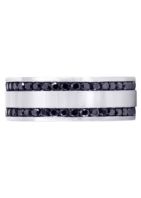 Mens Black Wedding Band | 1.6 Carats | Satin / High Polish Finish (Orion)