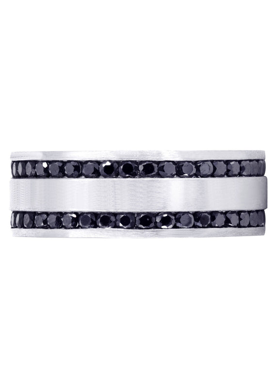 Mens Black Wedding Band | 1.6 Carats | Satin / High Polish Finish (Orion)