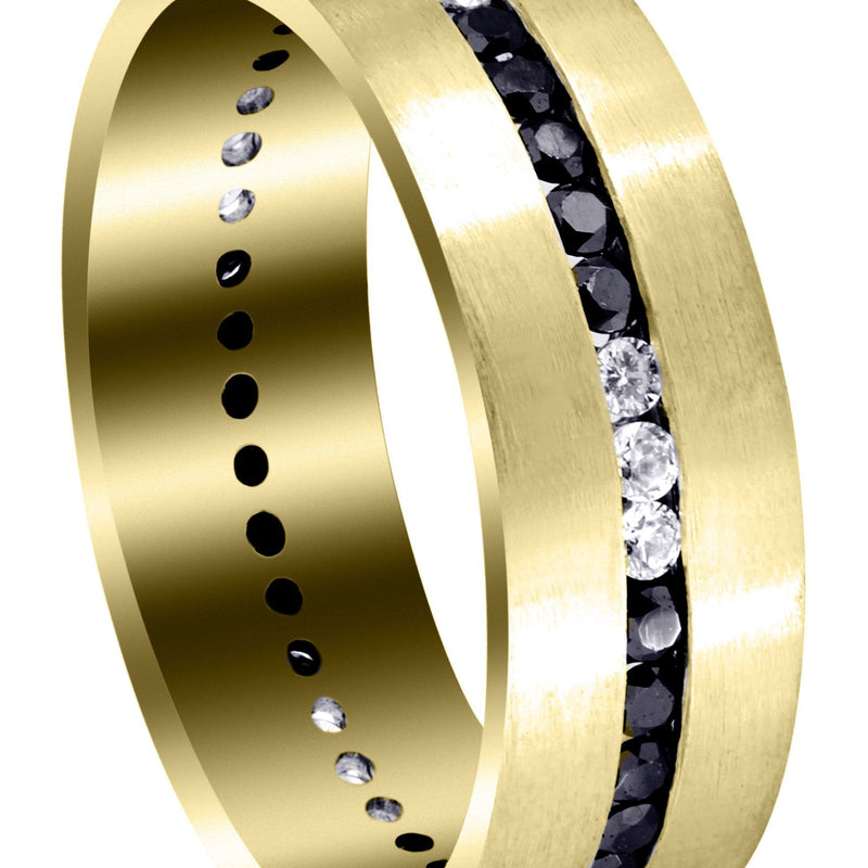 Yellow Gold Diamond Mens Wedding Band | 0.8 Carats | Satin Finish (Pedro)