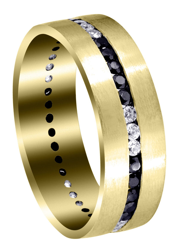 Yellow Gold Diamond Mens Wedding Band | 0.8 Carats | Satin Finish (Pedro)