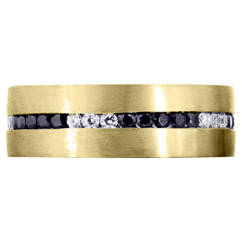 Yellow Gold Diamond Mens Wedding Band | 0.8 Carats | Satin Finish (Pedro)