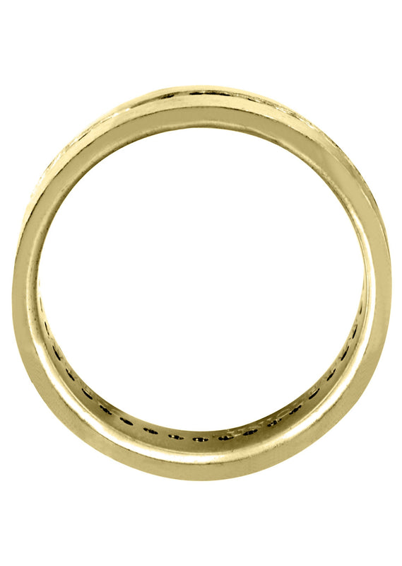 Yellow Gold Diamond Mens Wedding Band | 0.8 Carats | Satin Finish (Pedro)