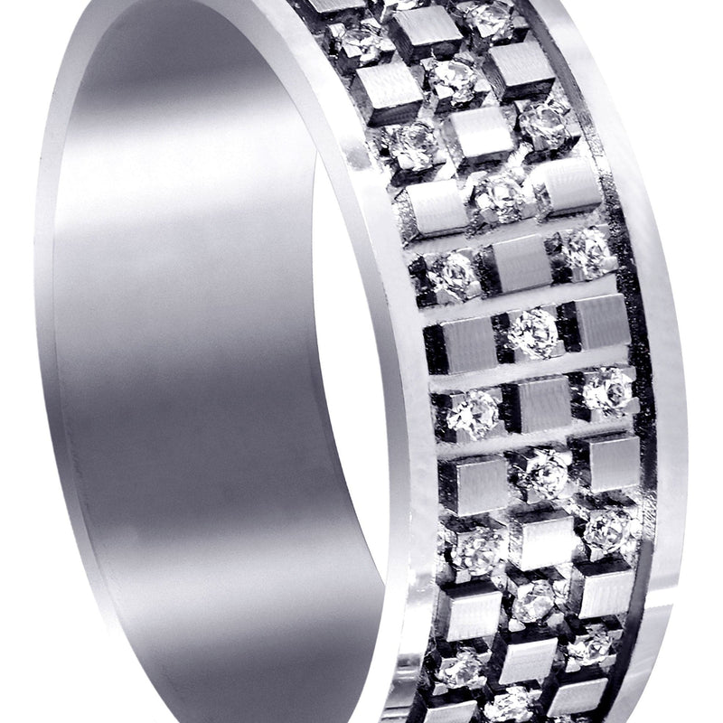 Diamond Unique Mens Wedding Band | 0.38 Carats | Satin Finish (Muhammad)