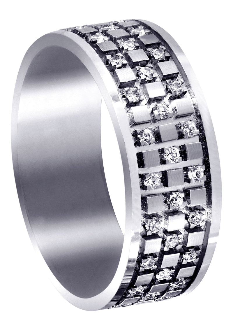Diamond Unique Mens Wedding Band | 0.38 Carats | Satin Finish (Muhammad)