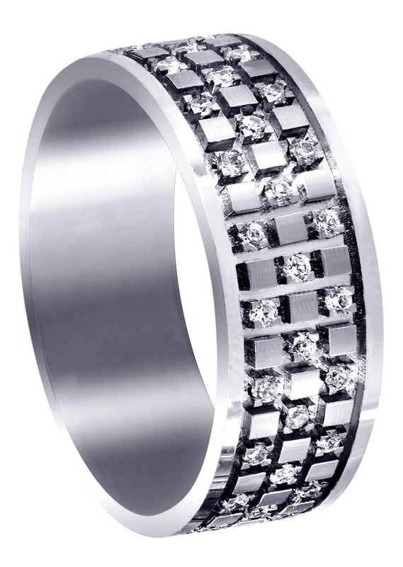 Diamond Unique Mens Wedding Band | 0.38 Carats | Satin Finish (Muhammad)