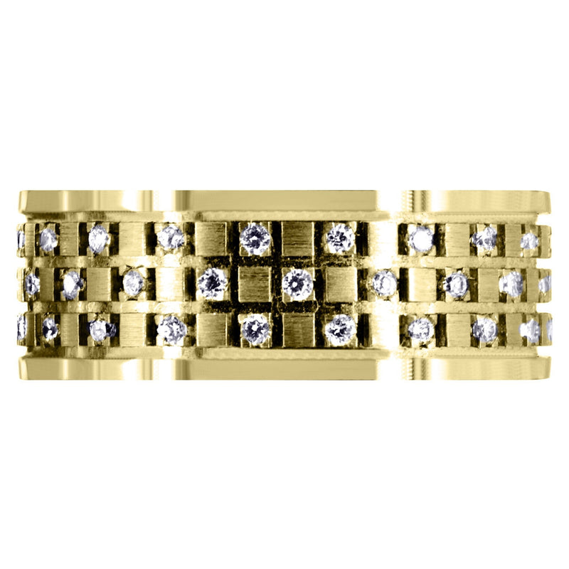 Yellow Gold Diamond Unique Mens Wedding Band | 0.38 Carats | Satin Finish (Muhammad)