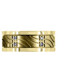 Yellow Gold Diamond Mens Wedding Band | 0.18 Carats | High Polish Finish (Nehemiah)