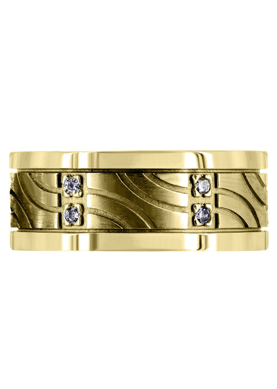 Yellow Gold Diamond Mens Wedding Band | 0.18 Carats | High Polish Finish (Nehemiah)