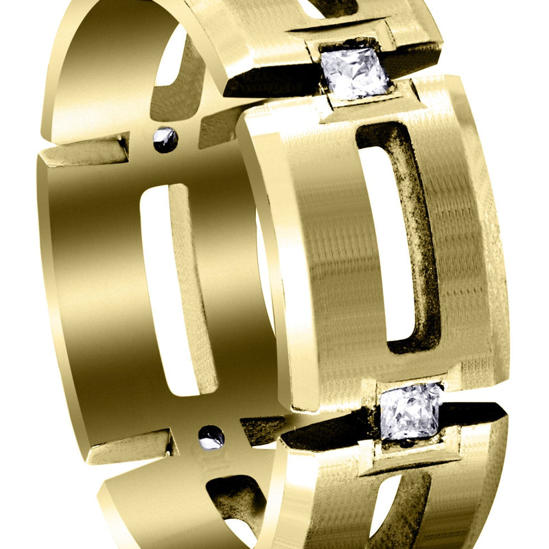 Yellow Gold Diamond Mens Wedding Band | 0.3 Carats | Satin Finish (Skyler)