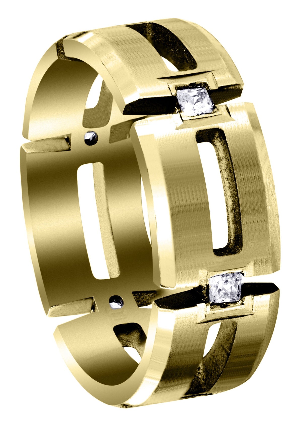 Yellow Gold Diamond Mens Wedding Band | 0.3 Carats | Satin Finish (Skyler)