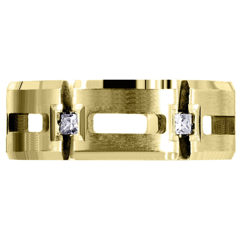 Yellow Gold Diamond Mens Wedding Band | 0.3 Carats | Satin Finish (Skyler)