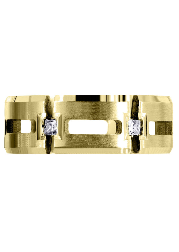 Yellow Gold Diamond Mens Wedding Band | 0.3 Carats | Satin Finish (Skyler)