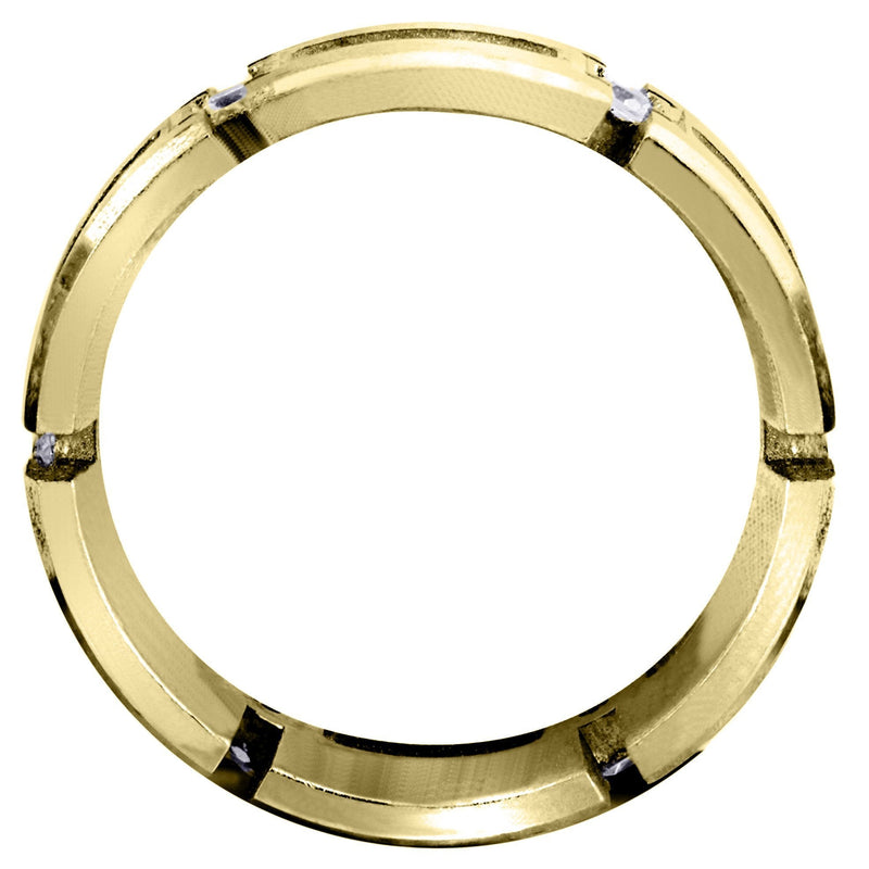 Yellow Gold Diamond Mens Wedding Band | 0.3 Carats | Satin Finish (Skyler)