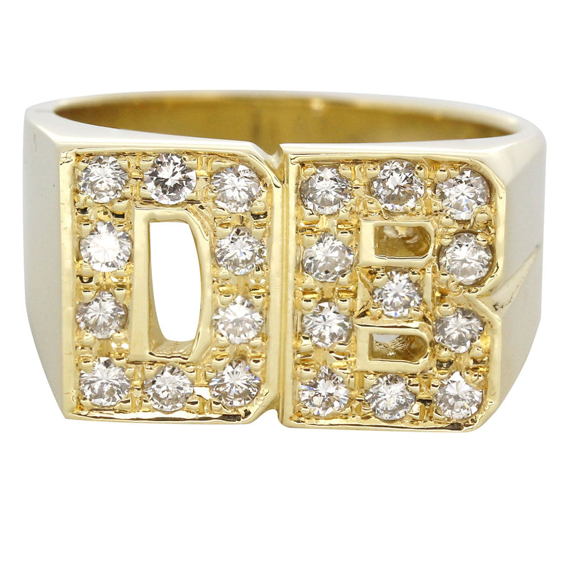 14K Diamond Initials Gold Name Ring | Style #110