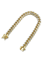Silver Gold Diamond Cut Miami Cuban Link Bracelet