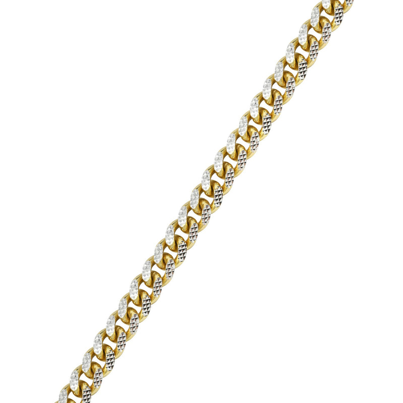 Silver Gold Diamond Cut Miami Cuban Link Bracelet