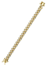 Silver Gold Diamond Cut Miami Cuban Link Bracelet
