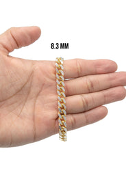 Silver Gold Diamond Cut Miami Cuban Link Bracelet
