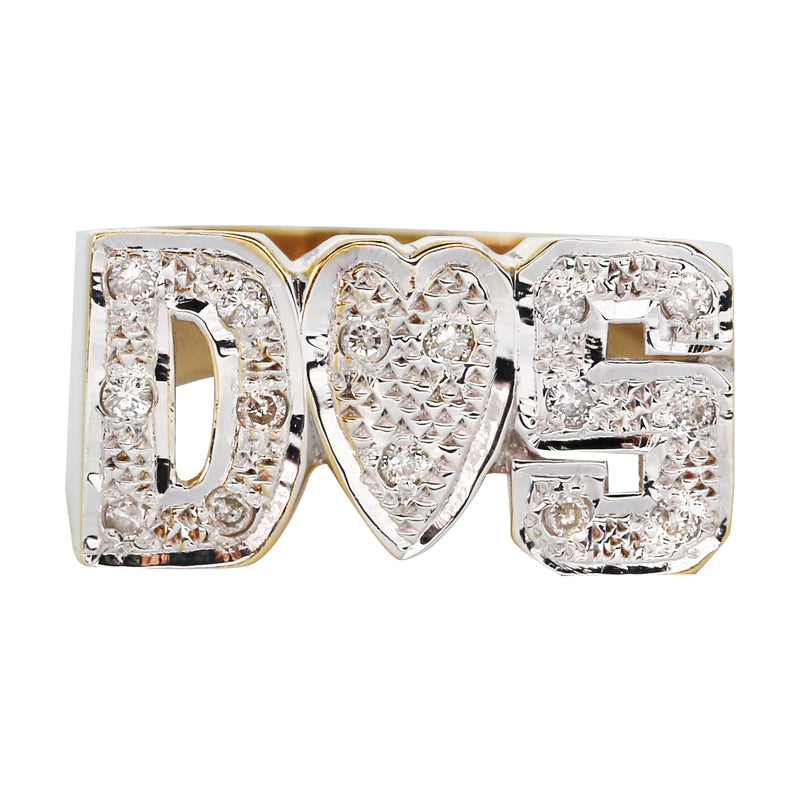 14K Diamond Two Tone Gold Initials Name Ring | Style #109