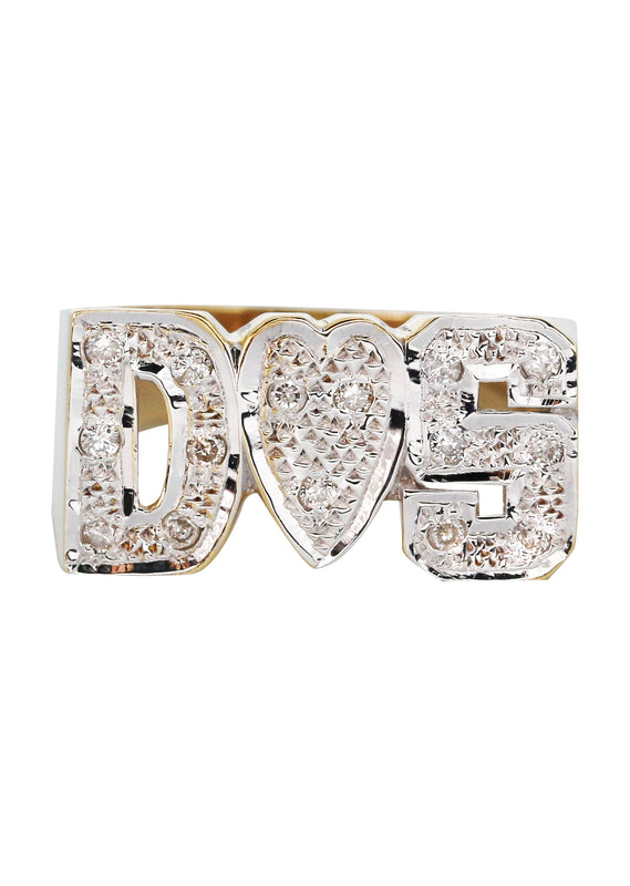 14K Diamond Two Tone Gold Initials Name Ring | Style #109