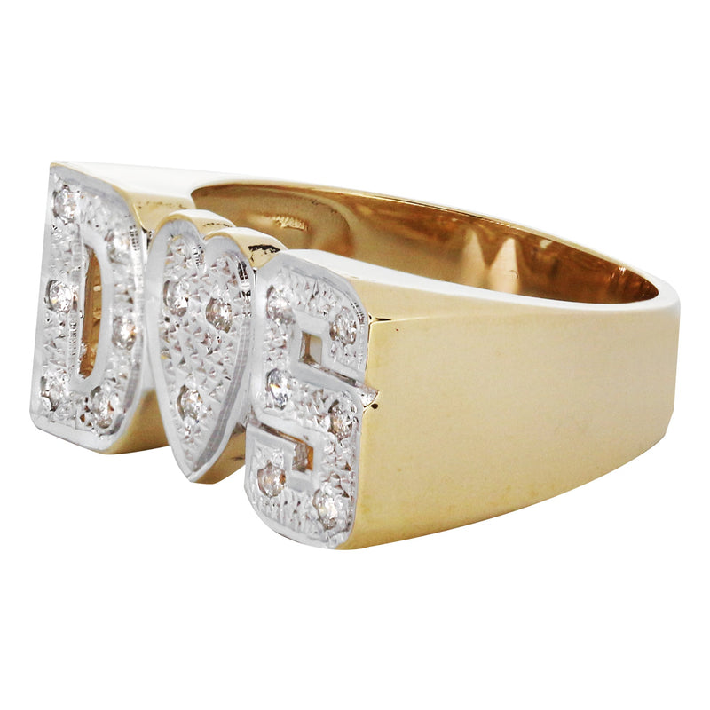 14K Diamond Two Tone Gold Initials Name Ring | Style #109