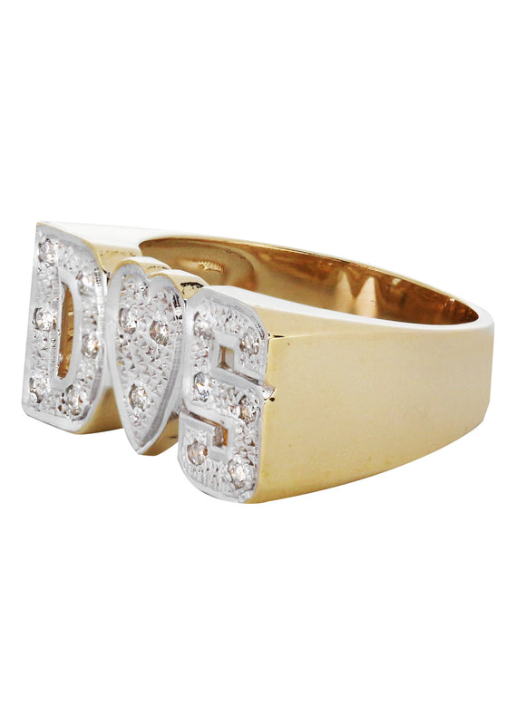 14K Diamond Two Tone Gold Initials Name Ring | Style #109