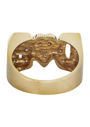 14K Diamond Two Tone Gold Initials Name Ring | Style #109