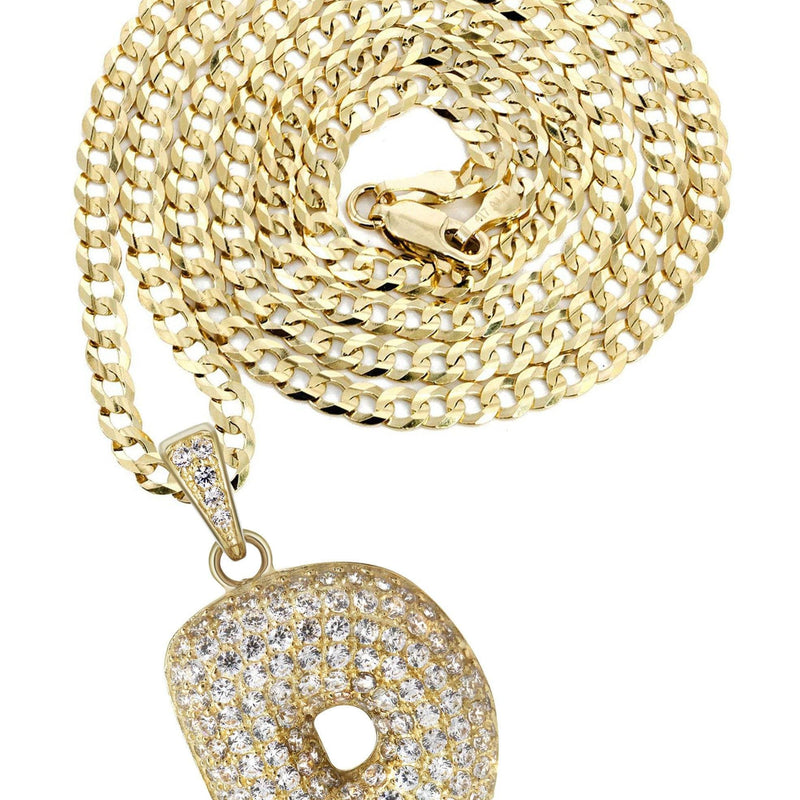 10K Yellow Gold Bubble Letter "D" CZ Necklace | Appx. 13.5 Grams
