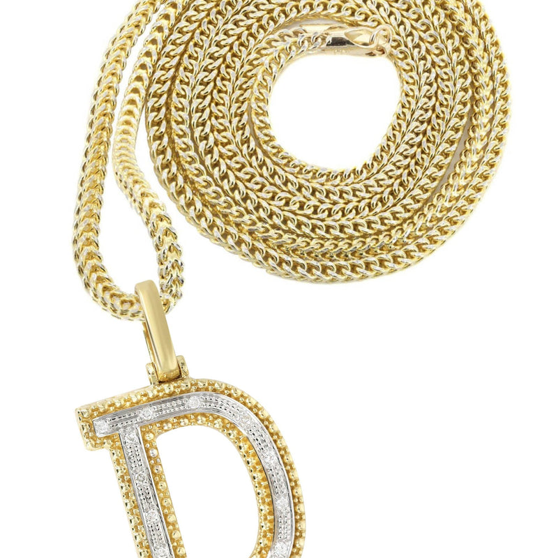 Diamond 10K Yellow Gold Letter "D" Necklace | Appx. 13.3 Grams