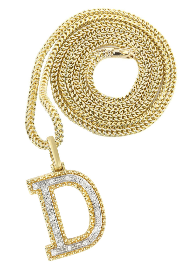 Diamond 10K Yellow Gold Letter "D" Necklace | Appx. 13.3 Grams