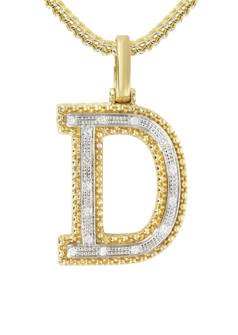Diamond 10K Yellow Gold Letter "D" Necklace | Appx. 13.3 Grams