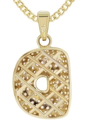10K Yellow Gold Bubble Letter "D" CZ Necklace | Appx. 13.5 Grams